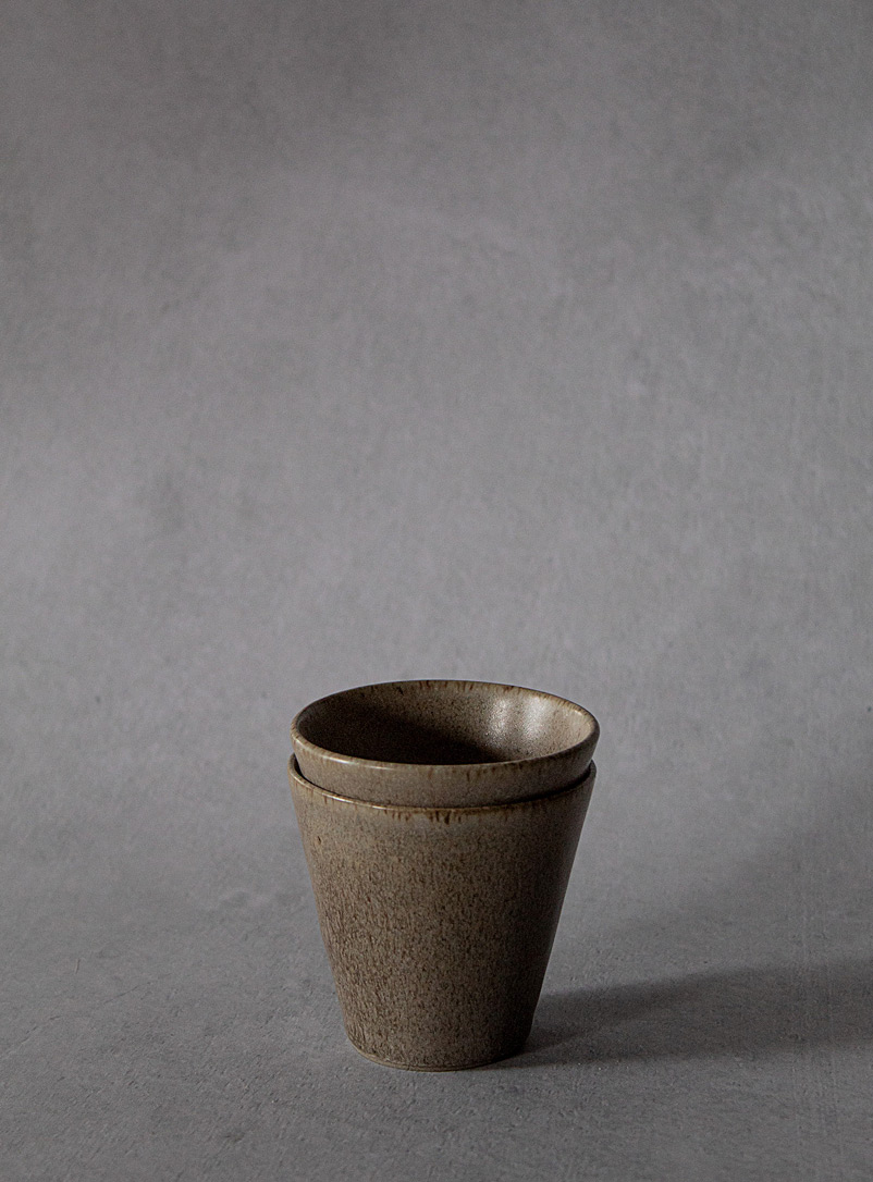 Ateleï Dark Brown Speckled stoneware teacups Set of 2