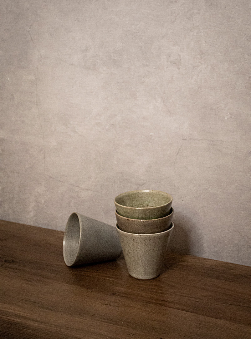Ateleï Grey Speckled stoneware teacups Set of 2