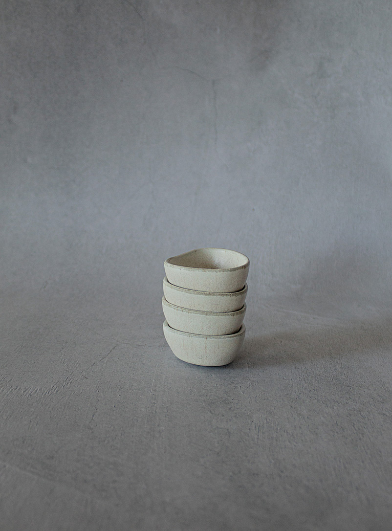 Ateleï Cream Beige Speckled stoneware teardrop mini-bowls Set of 4