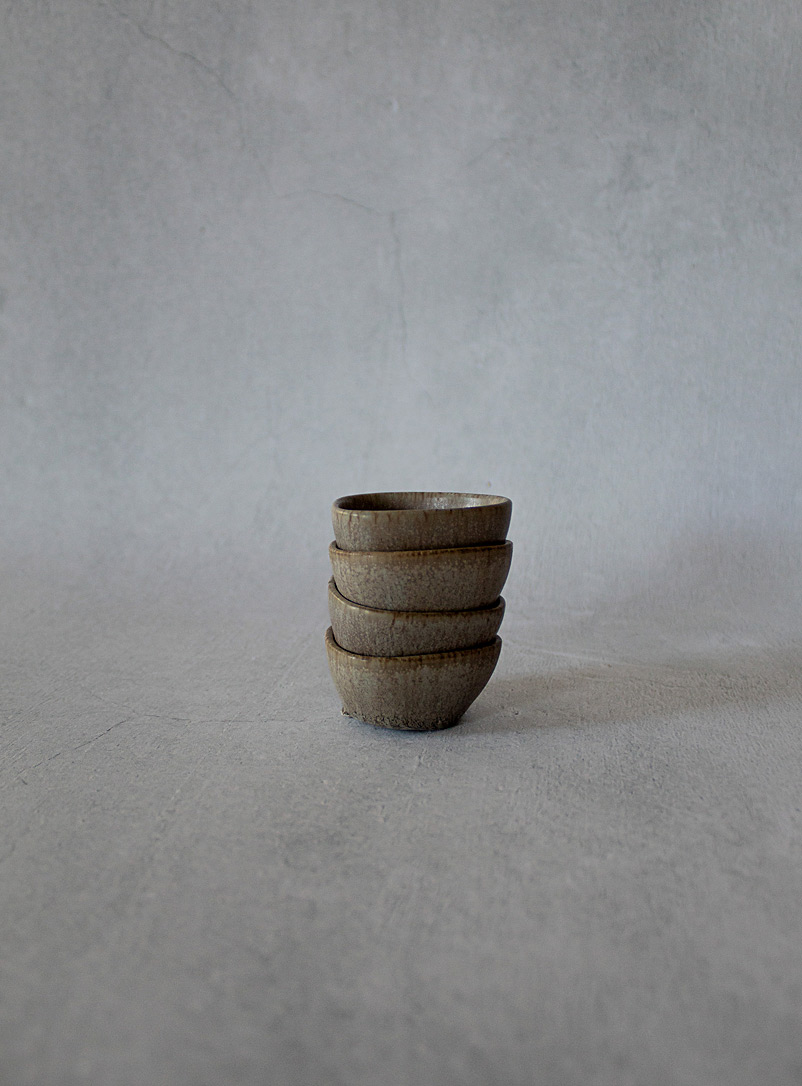 Ateleï Chocolate/Espresso Speckled stoneware teardrop mini-bowls Set of 4