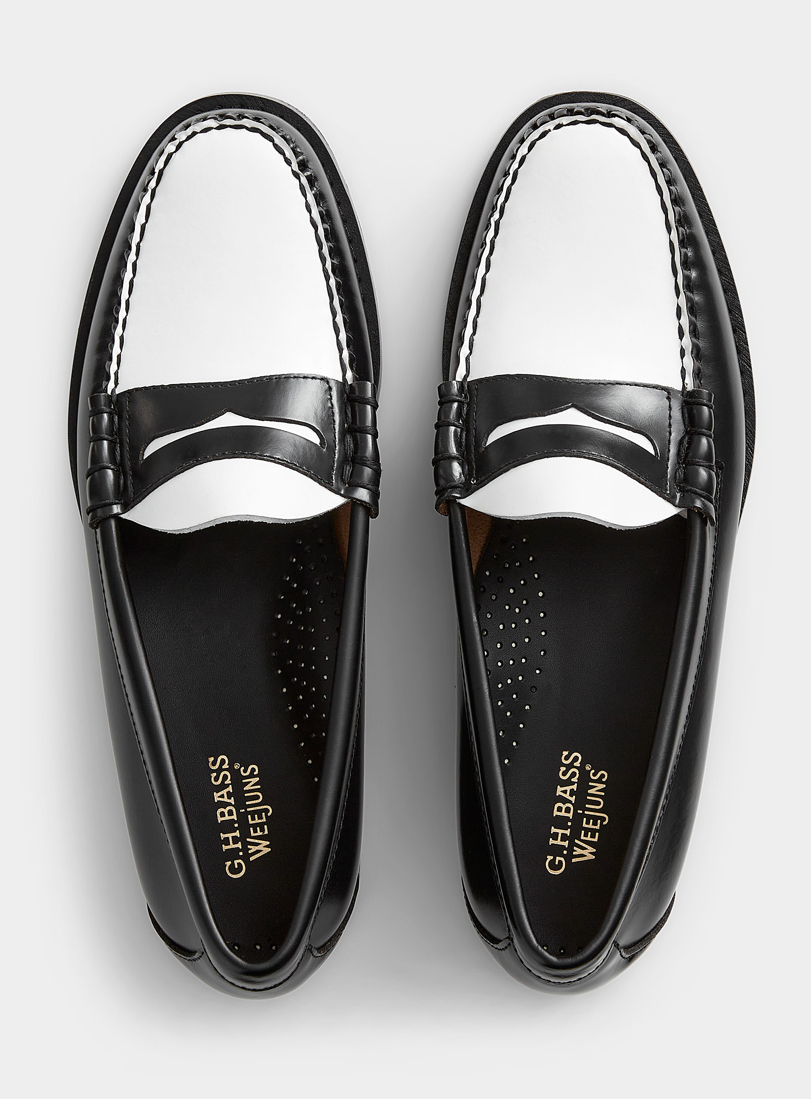 G.h.bass Larson Weejuns Leather Loafers Men In Black And White