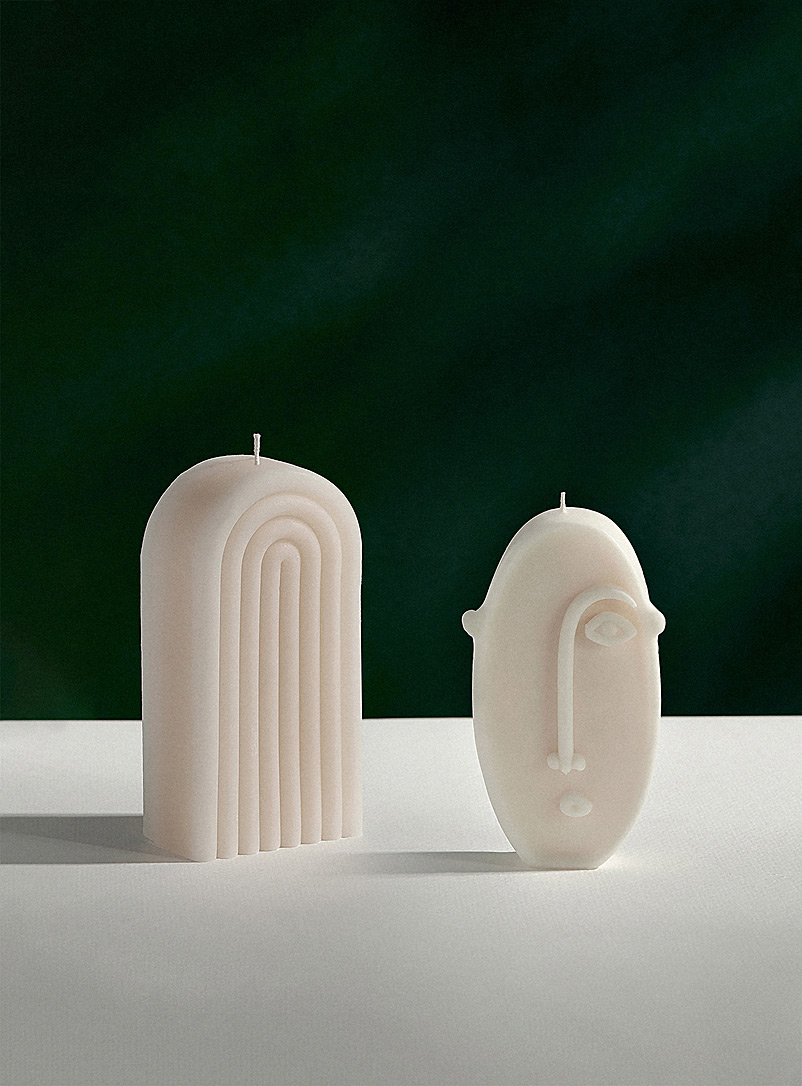 Ilo atelier: Le duo de bougies parfumées arc-en-ciel et visage abstrait Vanille et musc