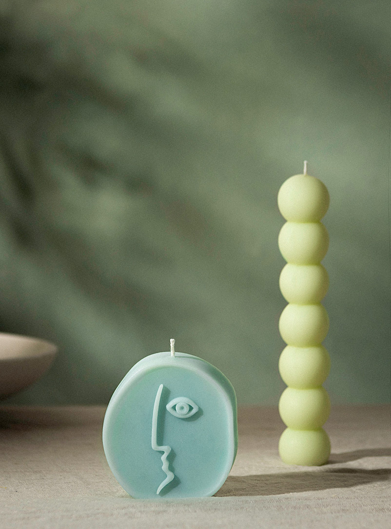 Ilo atelier Green Spheres and abstract face scented candle set