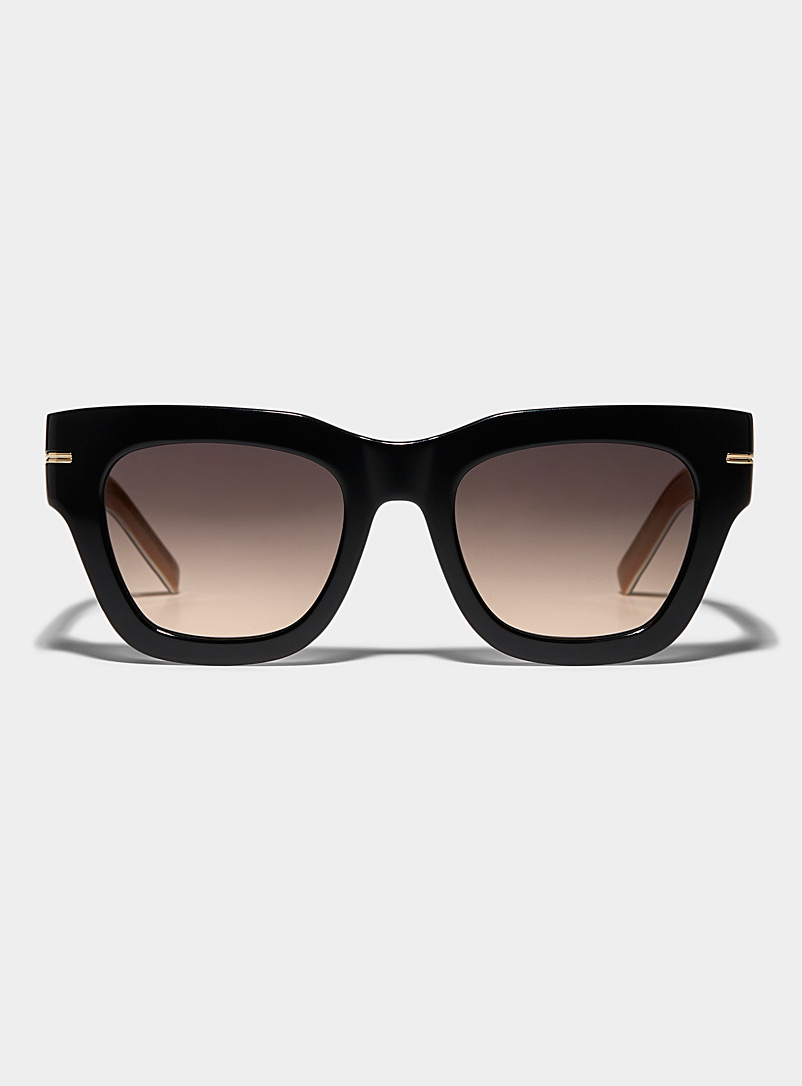BOSS: Les lunettes de soleil carrées accents fauves Noir pour femme