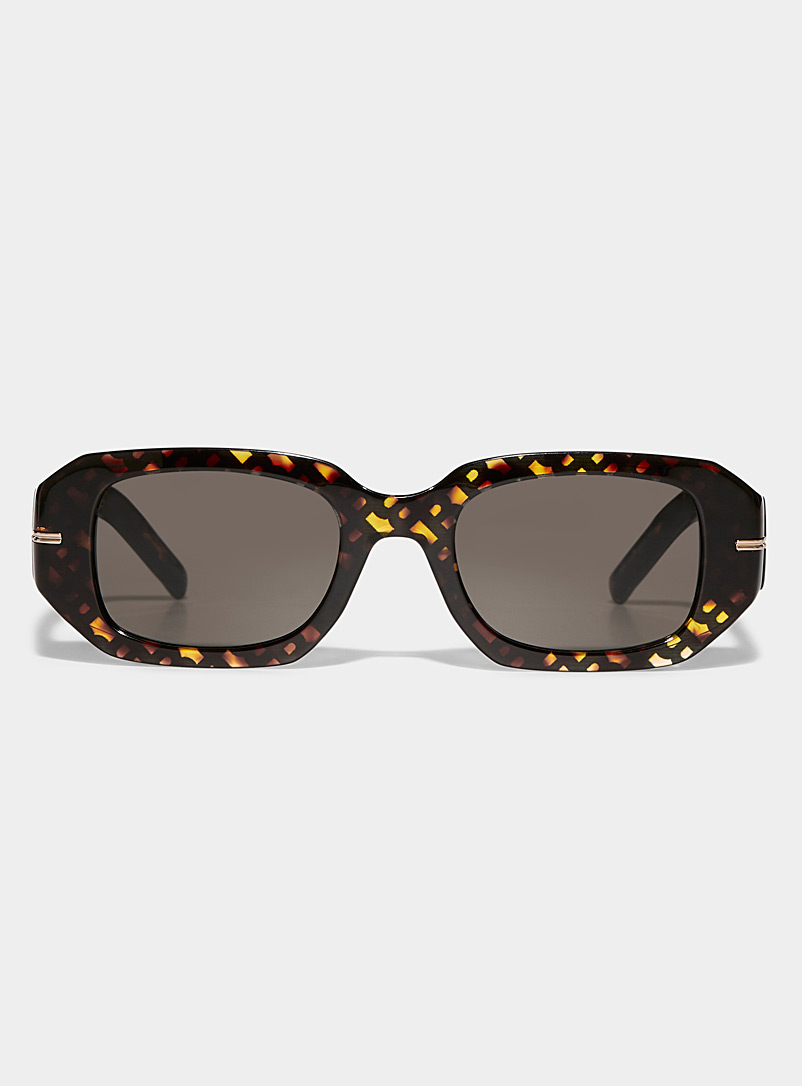 BOSS: Les lunettes de soleil rectangulaires signature Brun pâle-taupe pour femme