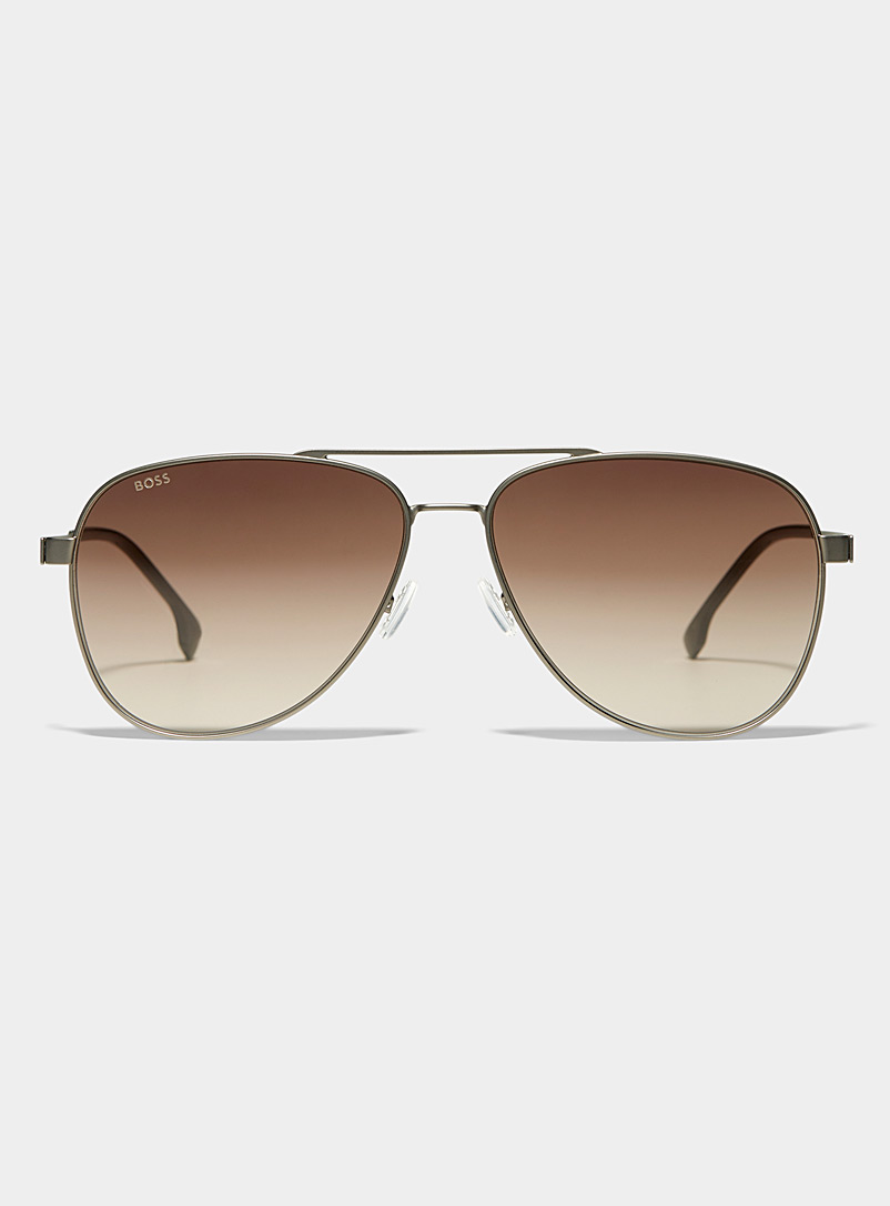 BOSS Assorted brown Amber-lens aviator sunglasses for men