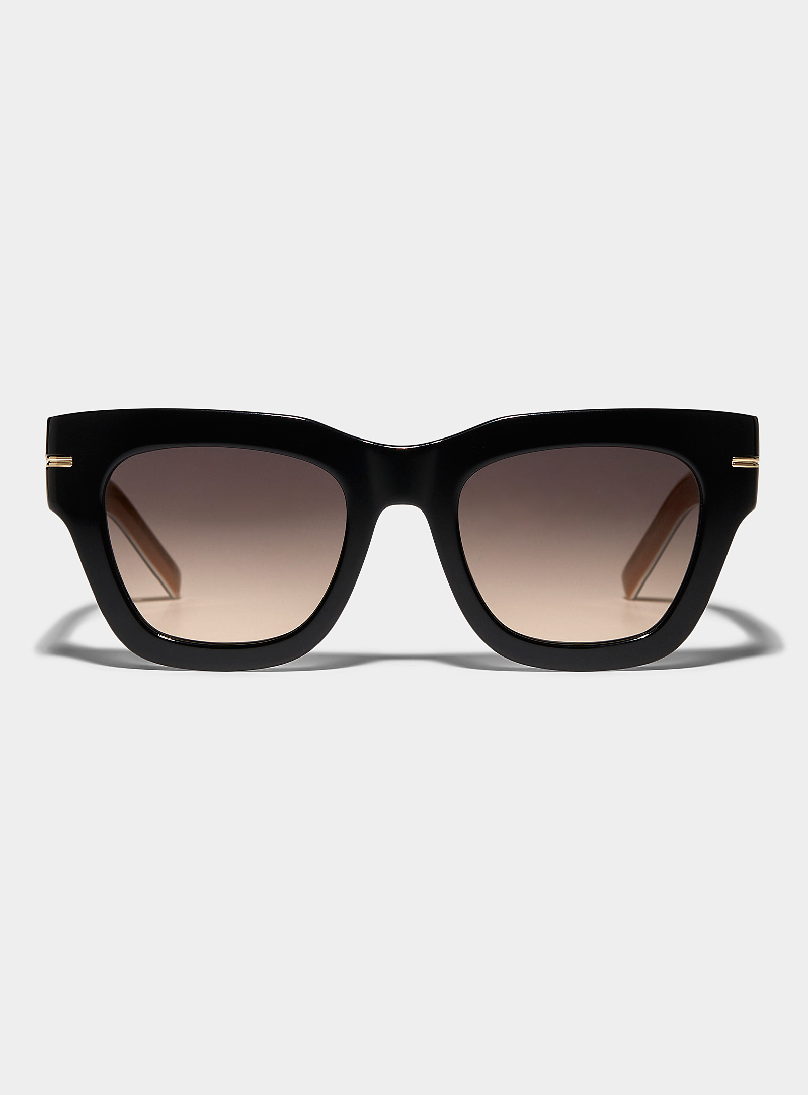 Hugo Boss Tan-accent Square Sunglasses In Black