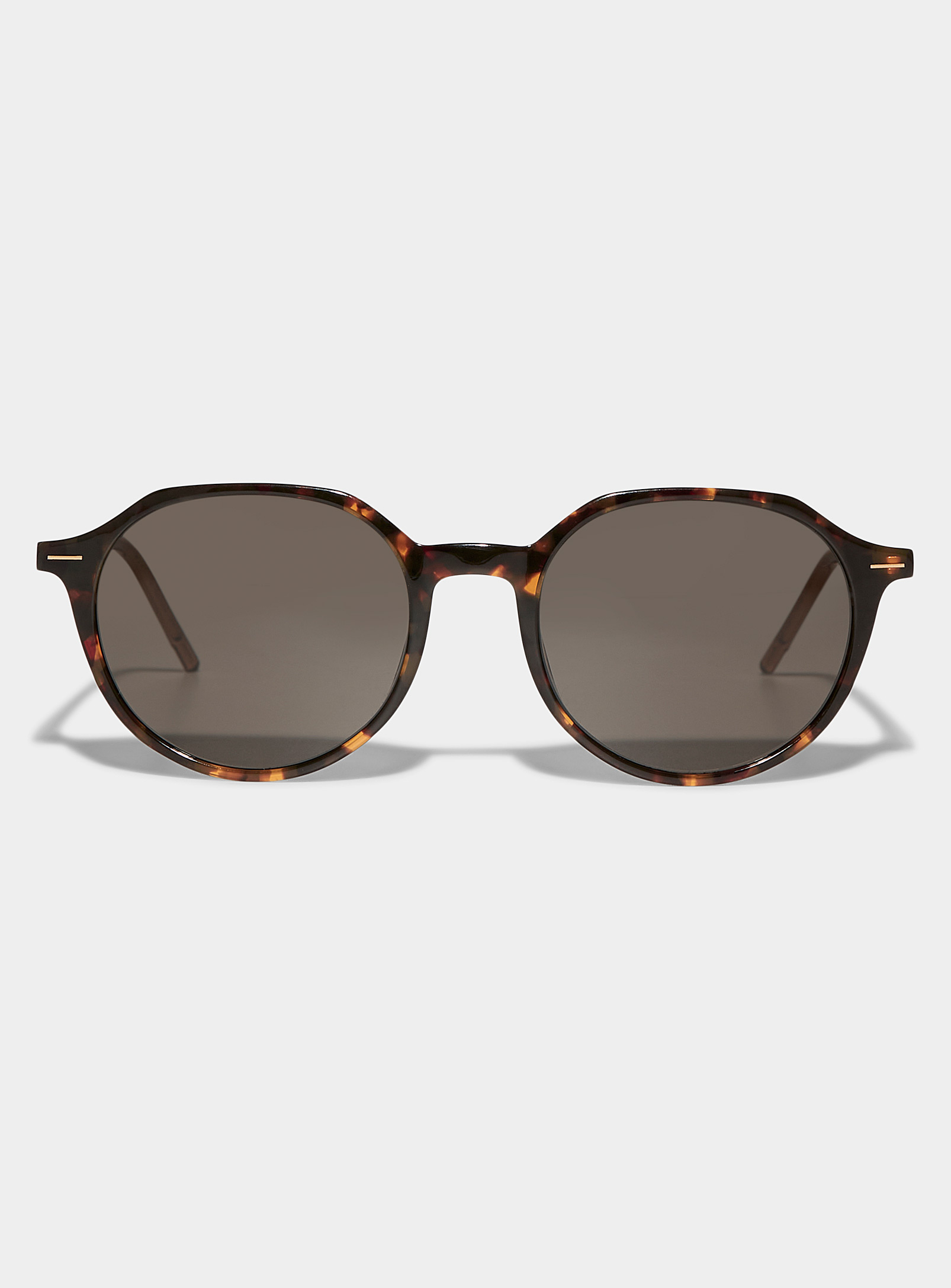 Hugo Boss Flecked Round Sunglasses In Light Brown