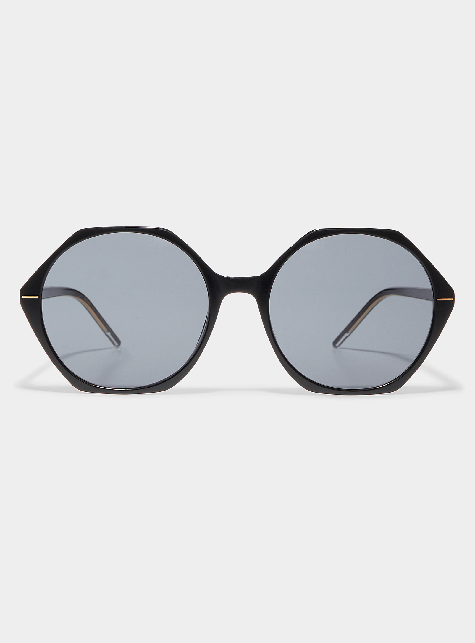 Hugo Boss Delicate Octagonal Sunglasses In Black