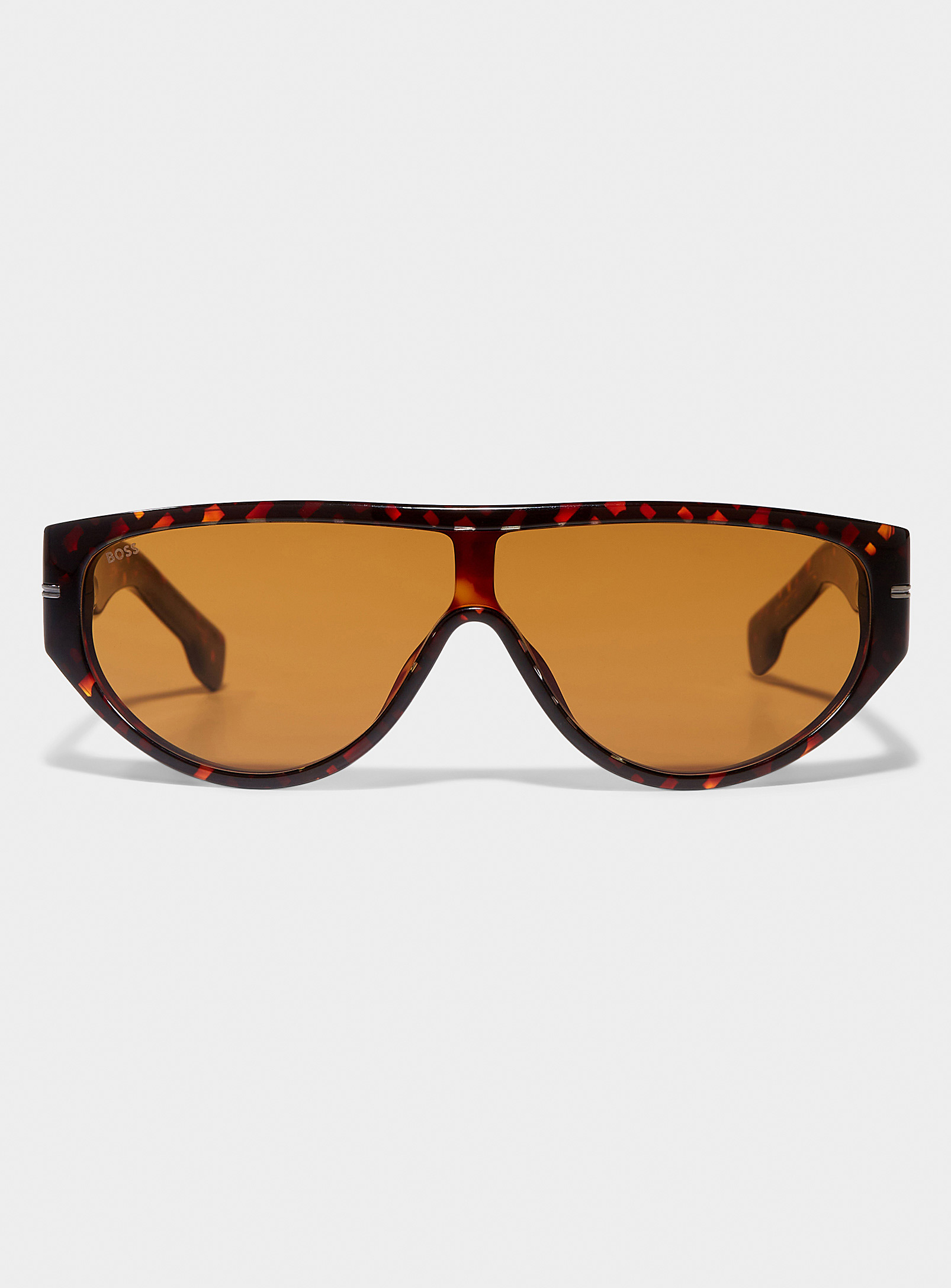 Hugo Boss Tortoiseshell Shield Sunglasses In Black