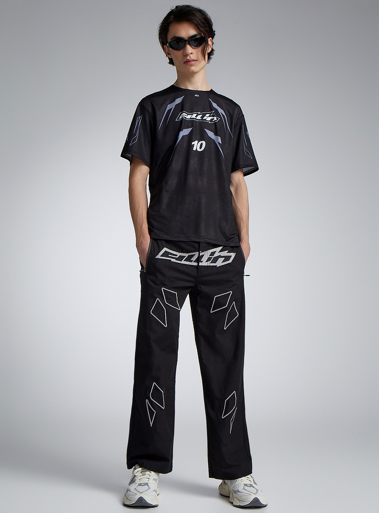 All In Racing Embroidery Ripstop Pant Straight Fit In Black