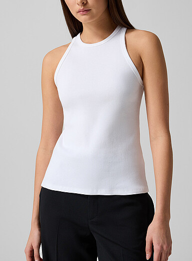Edito par Simons: La camisole c&ocirc;tel&eacute;e pur coton biologique Blanc pour femme