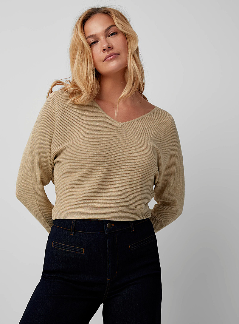 Contemporaine Gold  Shimmering ribbed loose sweater for women
