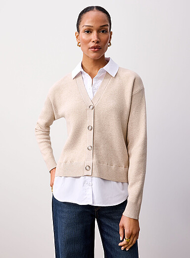 Contemporaine Sand Layered effect cardigan for women