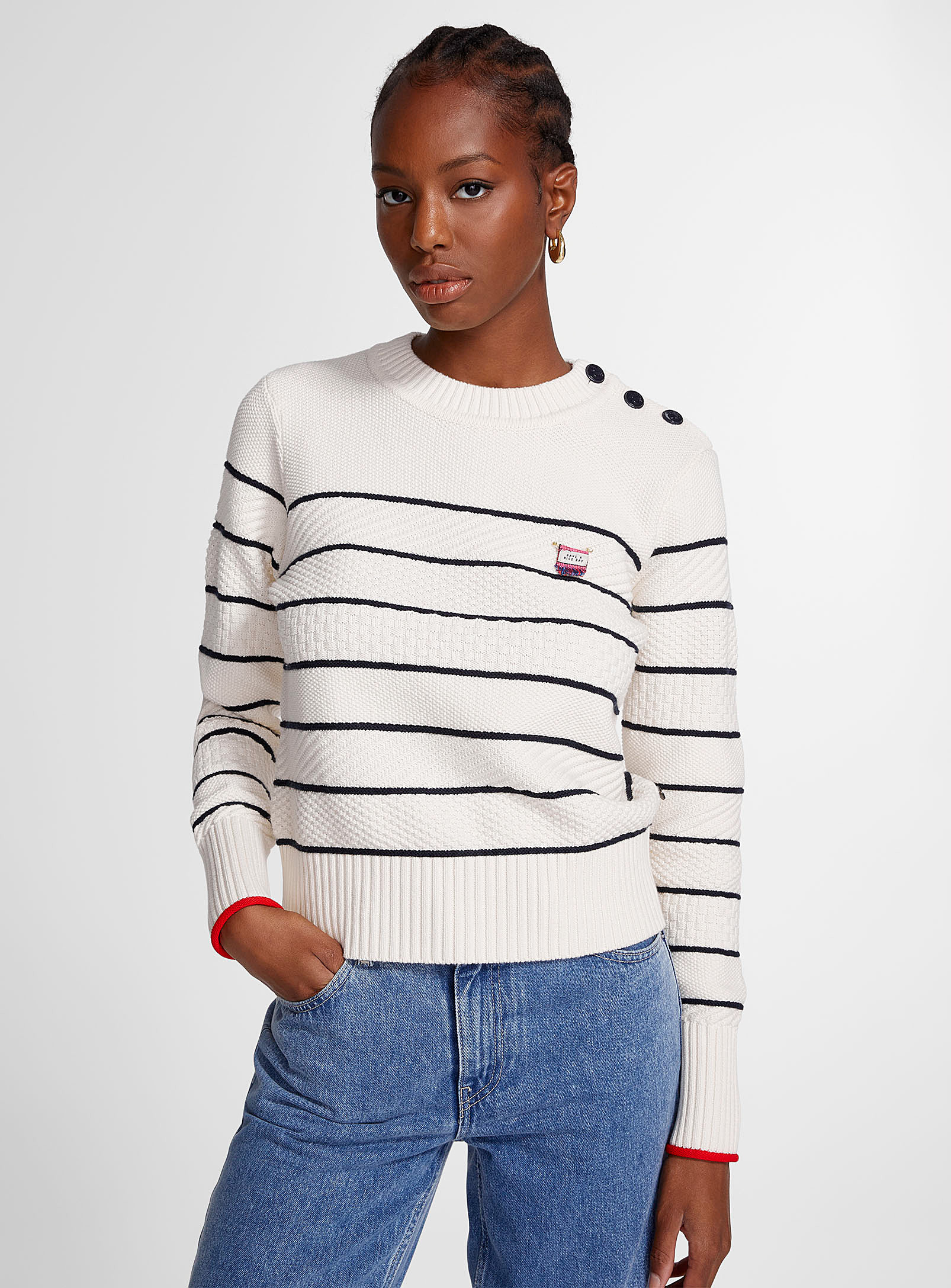 Scotch & Soda - Women's Moss stich knit striped sweater