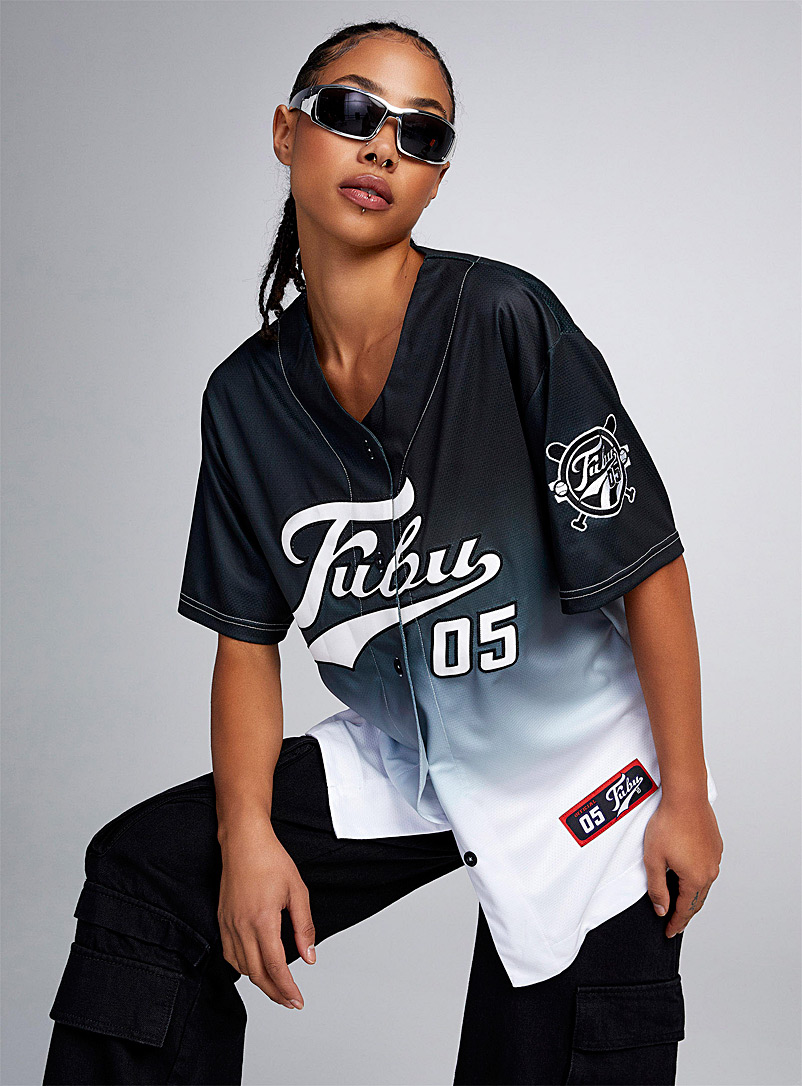 FUBU Black 05 gradient baseball shirt for women