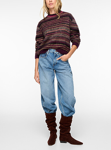Isabel Marant Etoile: Le chandail m&eacute;lange de mohair Morine Aubergine - Prune pour femme