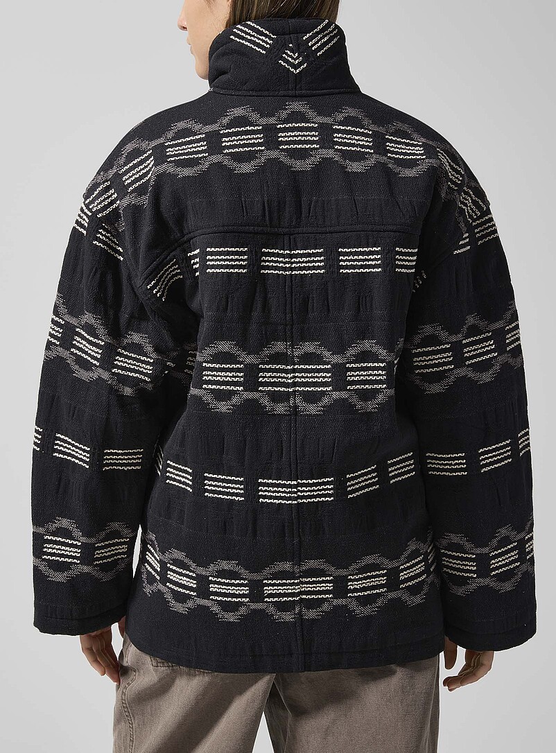 Isabel Marant Etoile Black Qayla high-pile fleece underside shawl collar coat for women