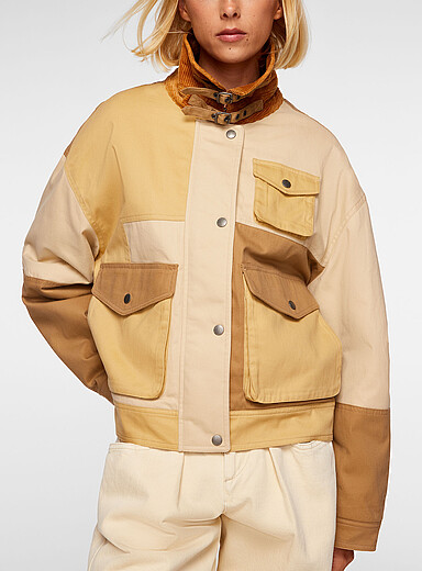 Isabel Marant Etoile Ivory/Cream Beige Risla patchwork jacket for women