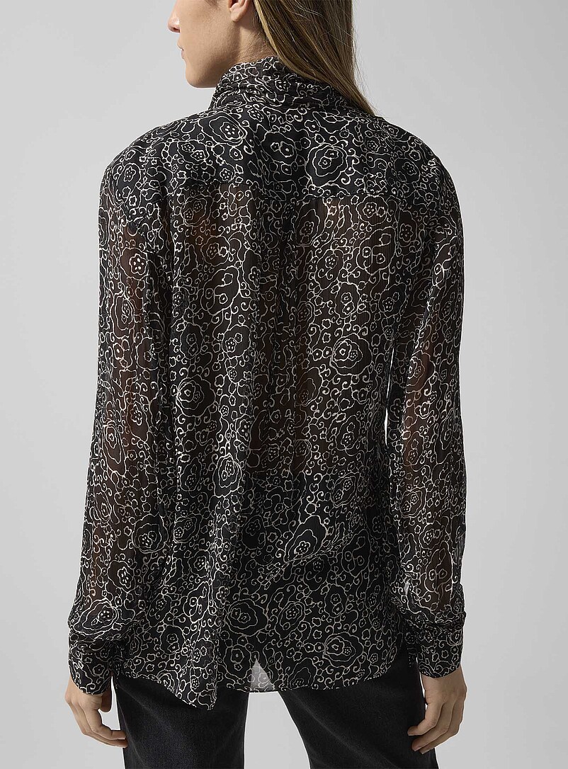 Isabel Marant Etoile Black and White Leona sheer tie-neck blouse for women