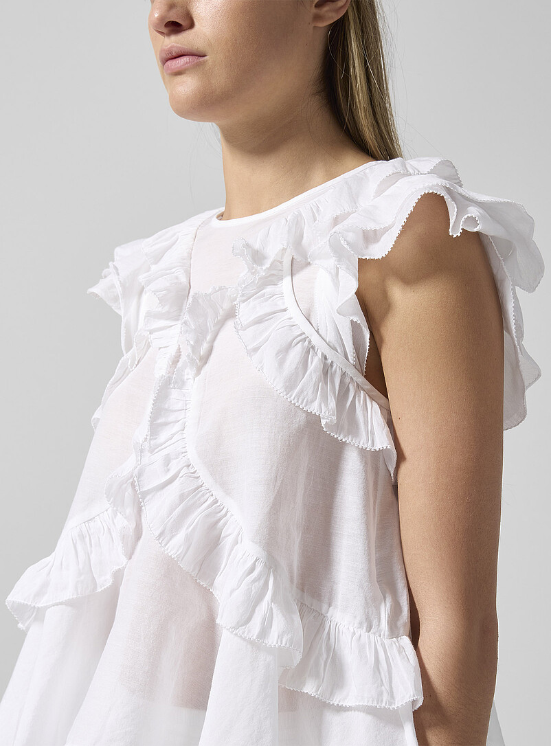 Isabel Marant Etoile White Nalou ruffled cotton voile top for women