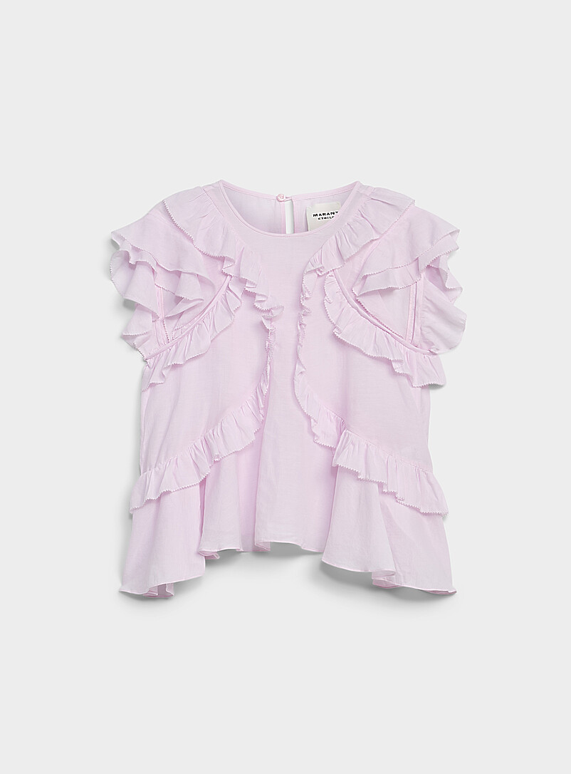 Isabel Marant Etoile White Nalou ruffled cotton voile top for women