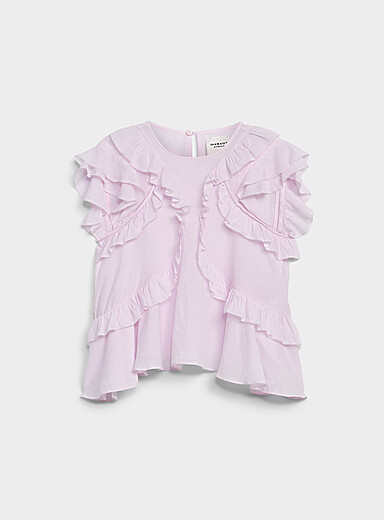 Isabel Marant Etoile White Nalou ruffled cotton voile top for women