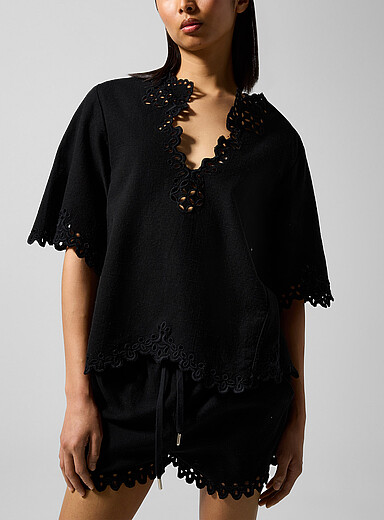 Isabel Marant Etoile: Le haut &agrave; broderies ajour&eacute;es Shana Noir pour femme