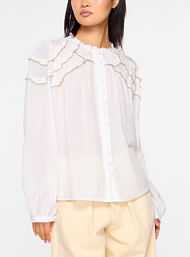 Isabel Marant Etoile White Christa wrinkled cotton blouse for women