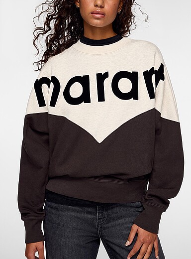 Isabel Marant Etoile: Le sweat &agrave; logo velours Charbon pour femme