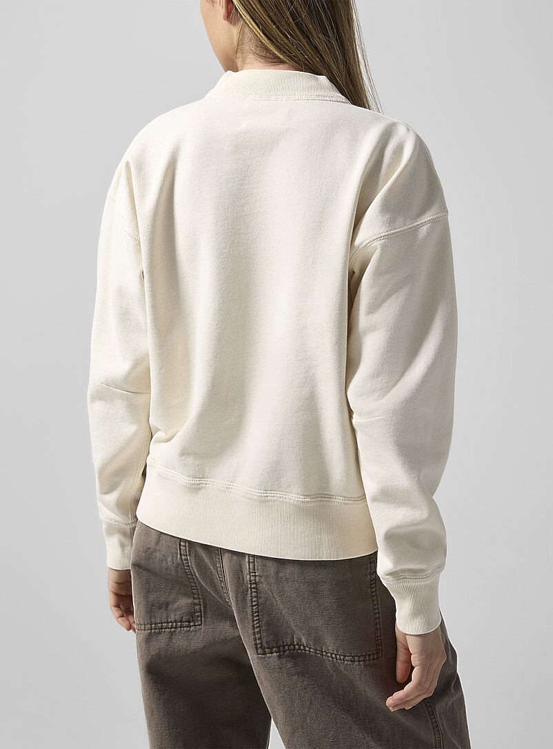 Isabel Marant Etoile Ivory/Cream Beige Moby velvet logo sweatshirt for women