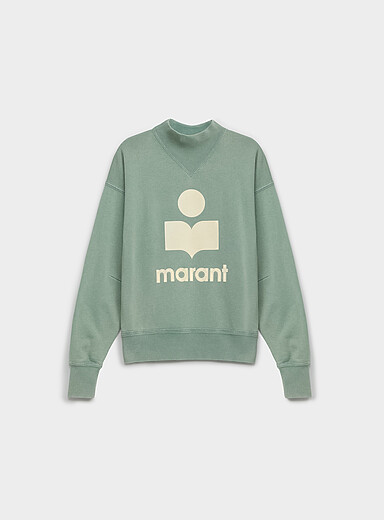 Isabel Marant Etoile: Le sweat &agrave; logo velours Moby Vert pour femme