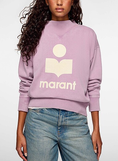 Isabel Marant Etoile Pink Moby velvet logo sweatshirt for women