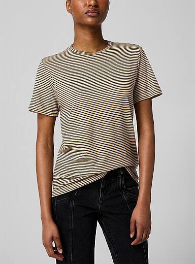Isabel Marant Etoile Black and White Zewel cotton-linen blend striped T-shirt for women