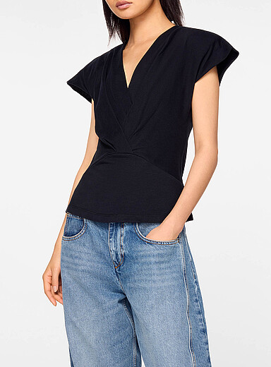 Isabel Marant Black Nadrine crossover effect T-shirt for women