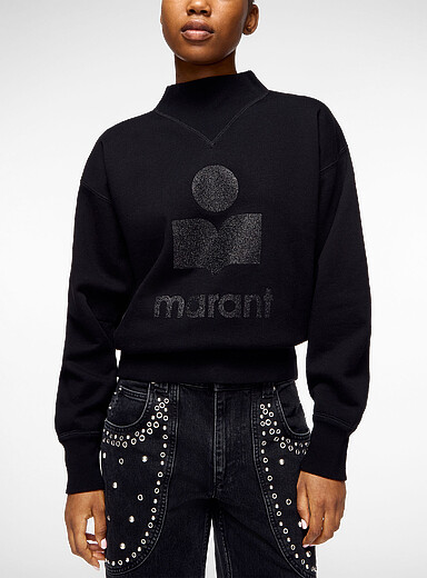 Isabel Marant Black Moby shimmering logo sweater for women
