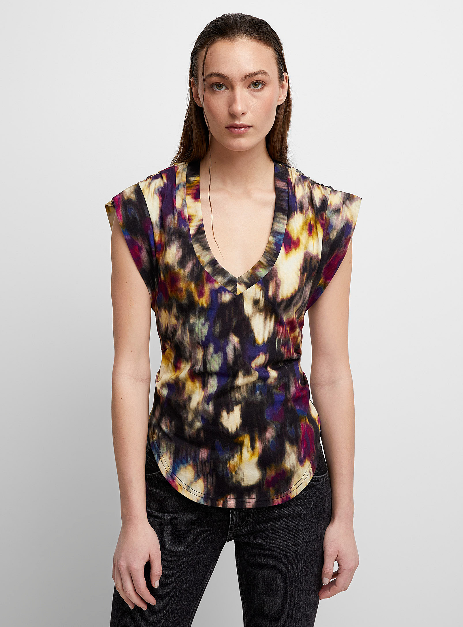 Isabel Marant Étoile Women's Zilen Abstract-print Cotton T-shirt In Patterned Black
