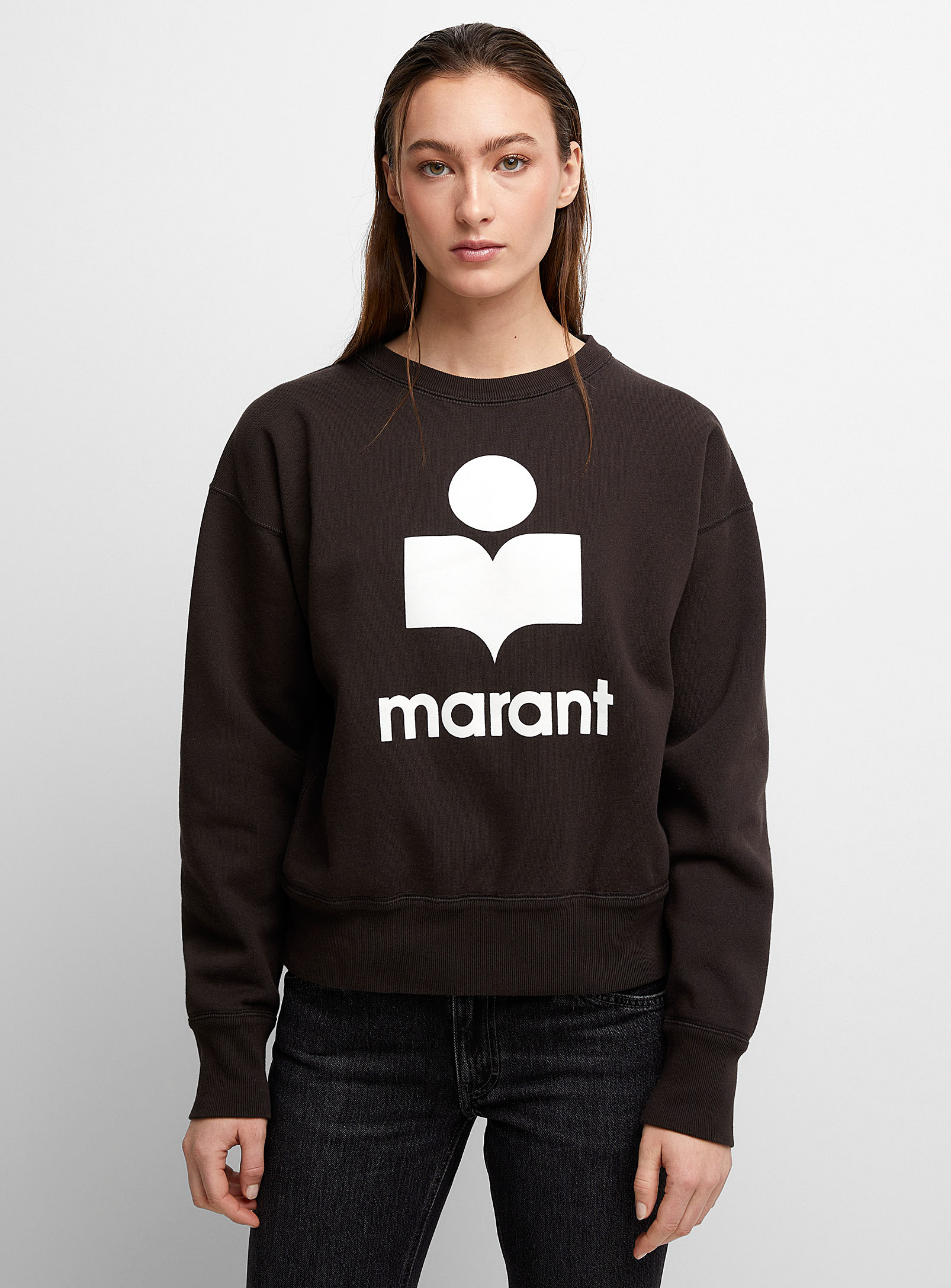 Isabel Marant Étoile Velvet Signature Sweatshirt In Patterned Ecru