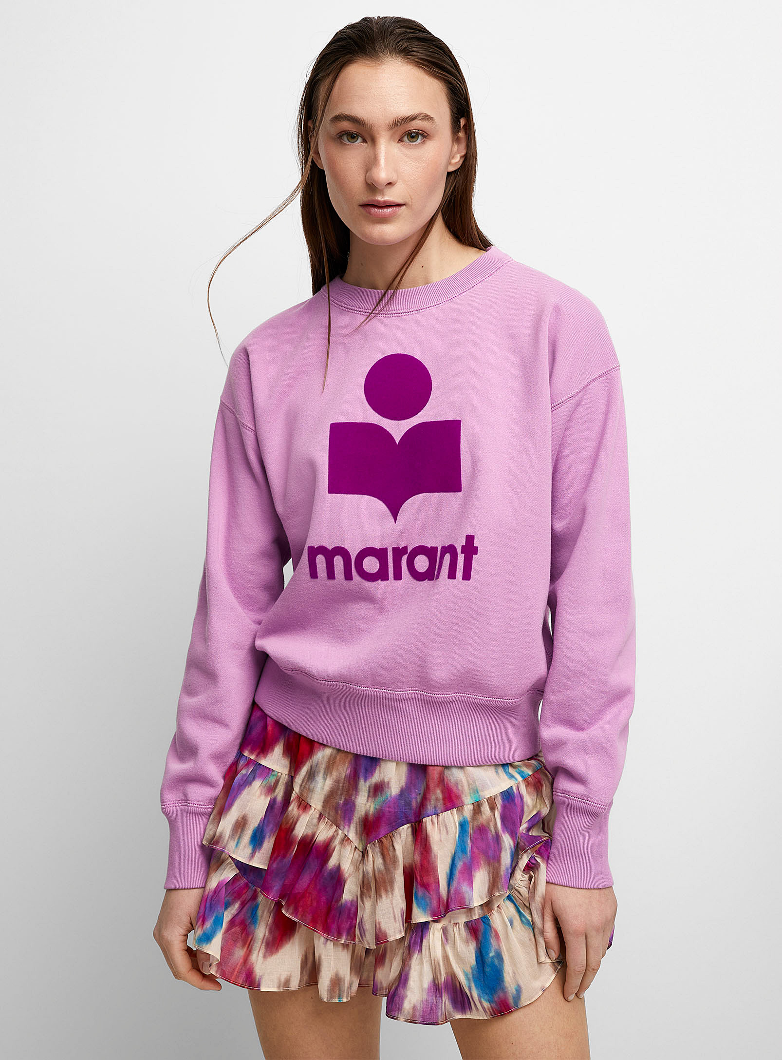 Isabel Marant Étoile Velvet Signature Sweatshirt In Lilacs