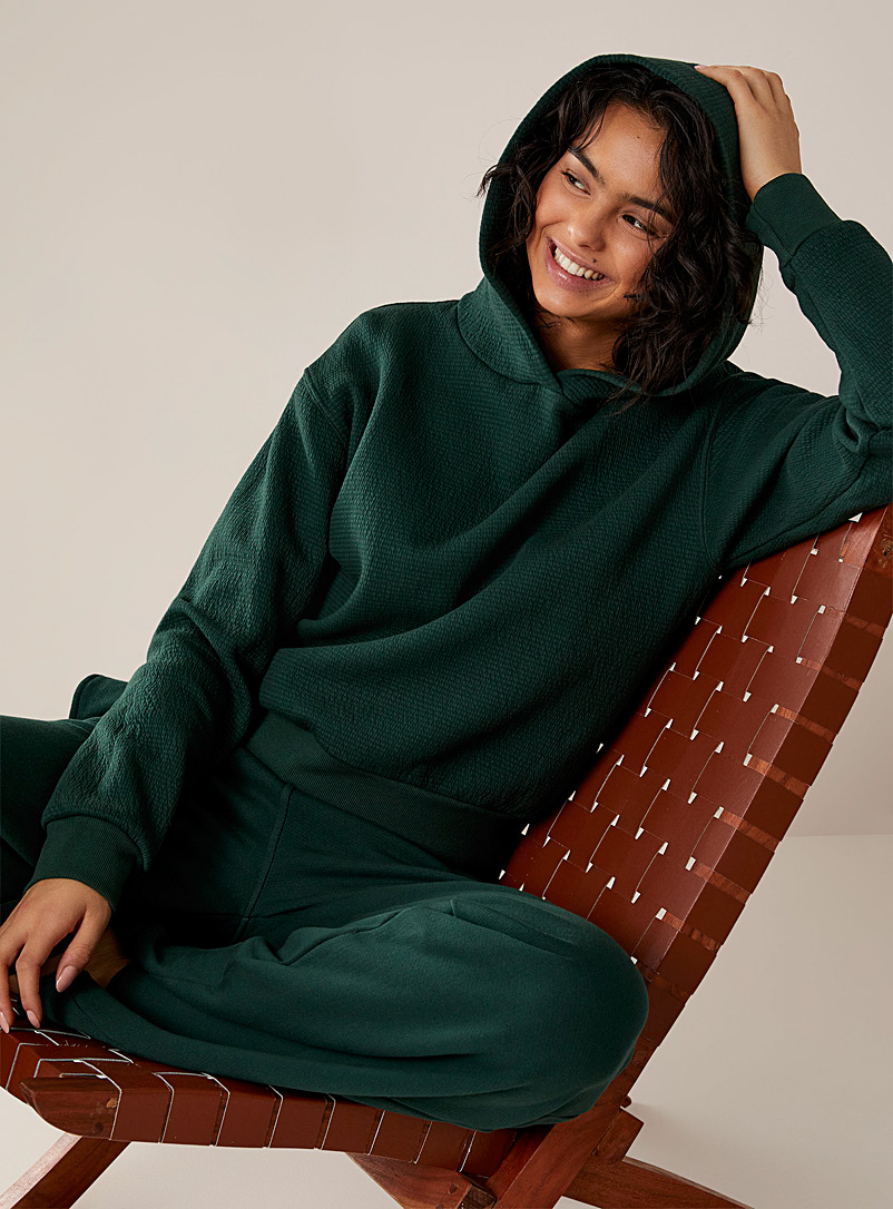 Perfectwhitetee Green Page textured hood lounge sweatshirt for women