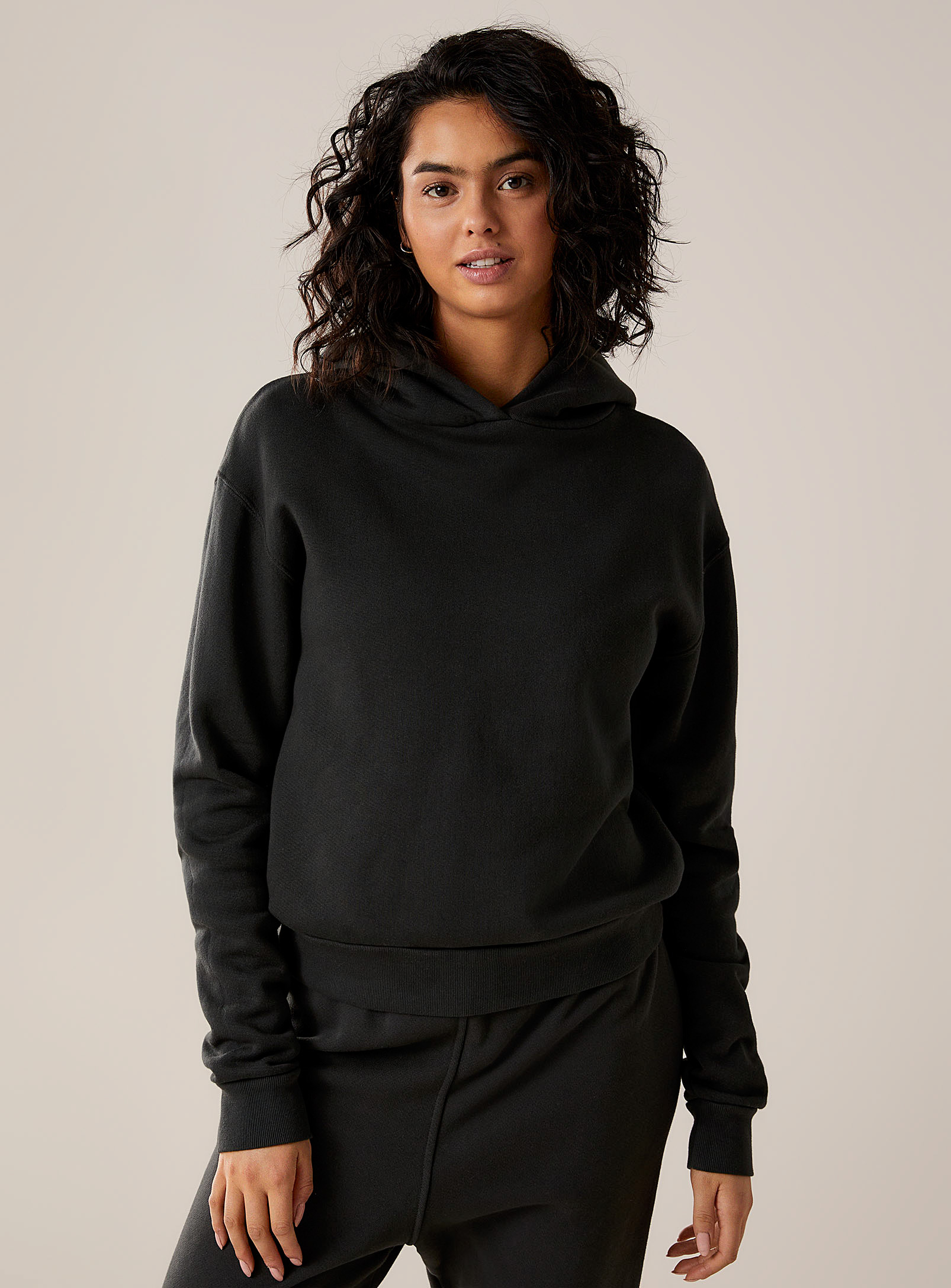 Shirt - Women's Heart black hooded lounge sweatshirt