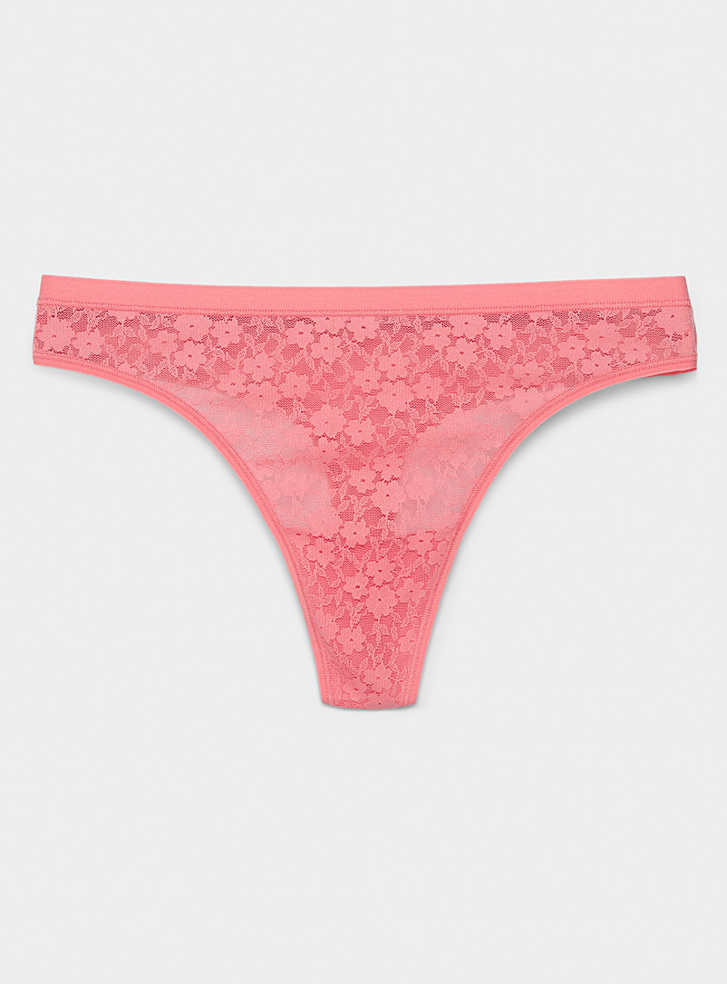 Small flowers lace thong