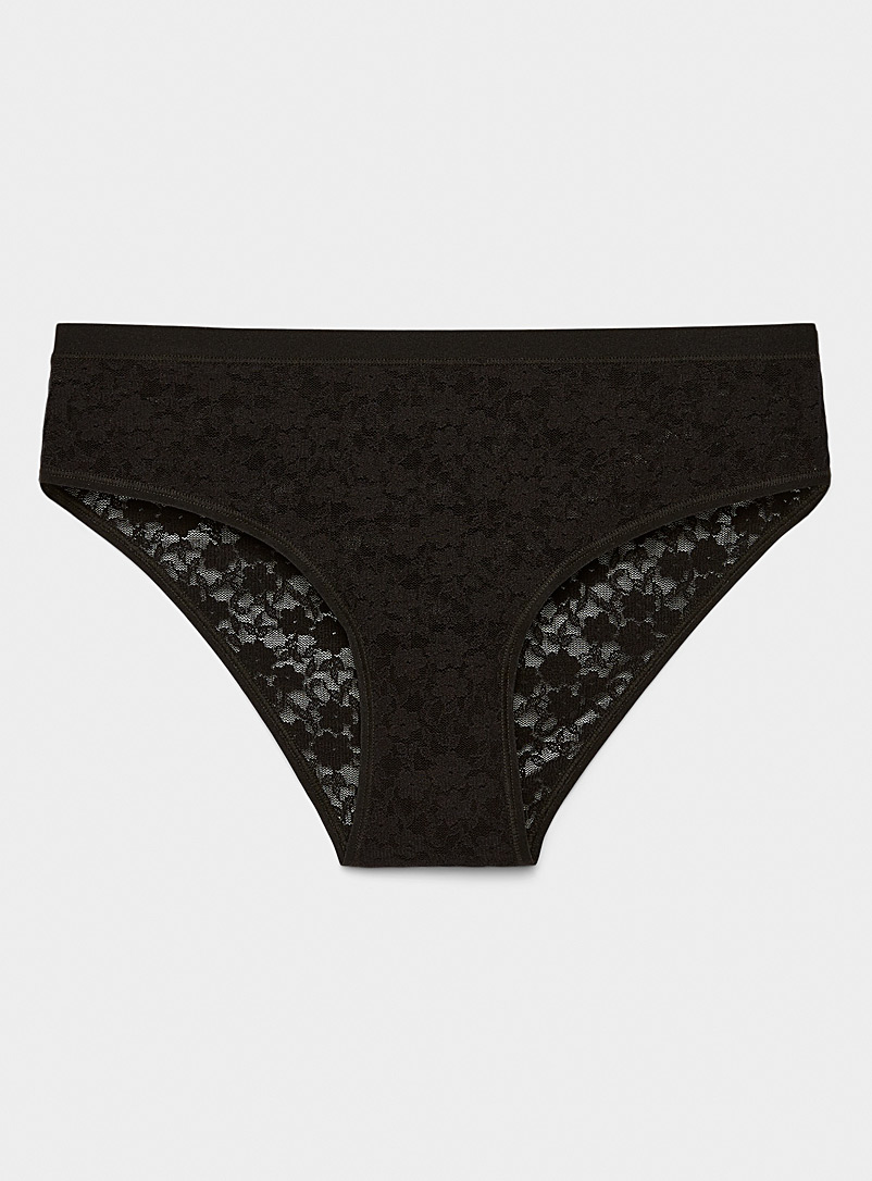 Miiyu Black Small flowers lace bikini panty for women