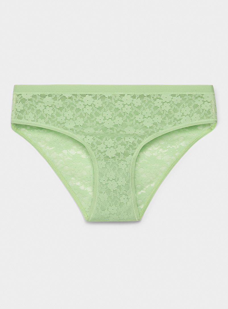Miiyu Mossy Green Small flowers lace bikini panty for women