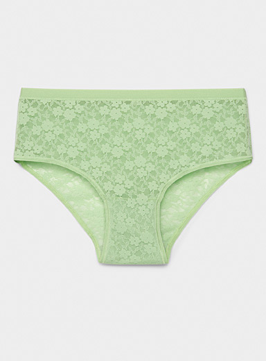 Women's Floral Print Cotton Hipster Underwear with Lace Waistband - Auden  Olive Green M