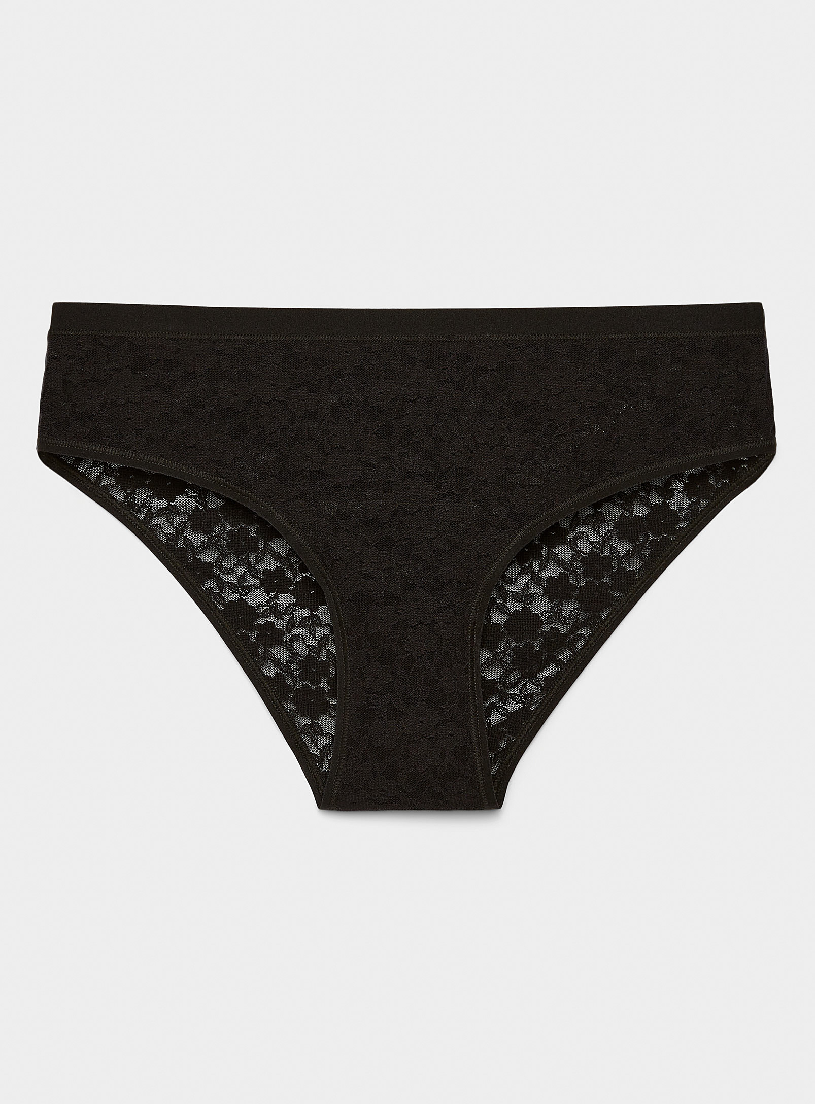 Miiyu Small Flowers Lace Bikini Panty In Black