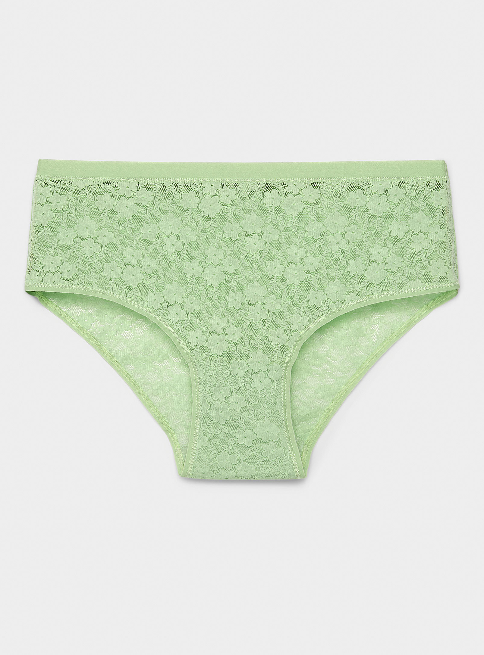 Miiyu Small Flowers Lace Hipster In Mossy Green