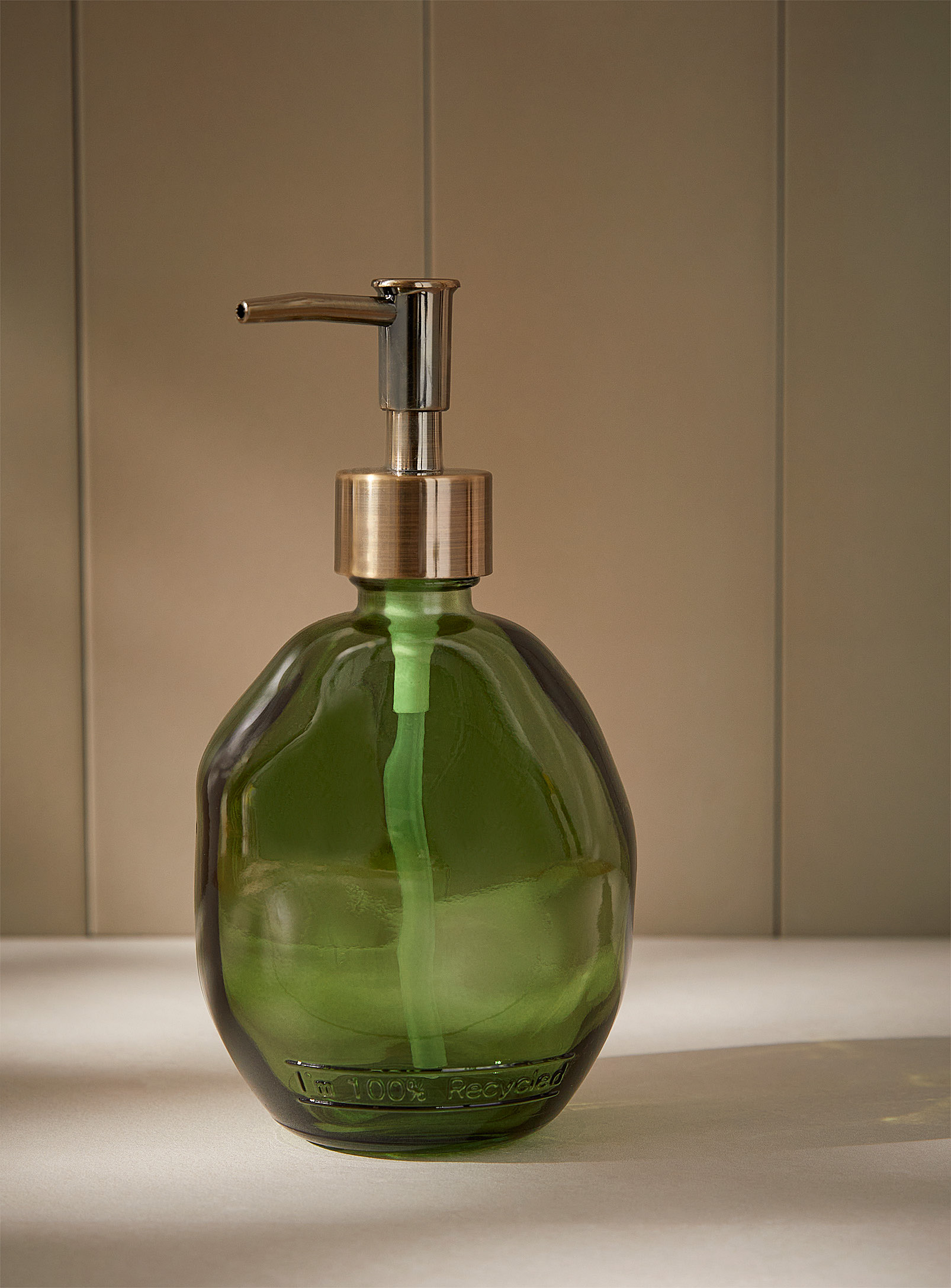 Simons Maison Embossed Recycled Glass Soap Pump In Green