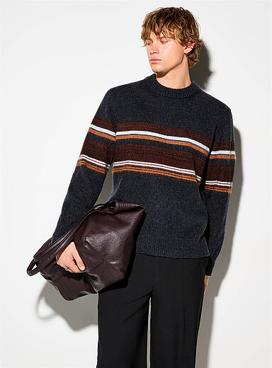 Wax London: Le chandail bloc rayures Charbon pour homme