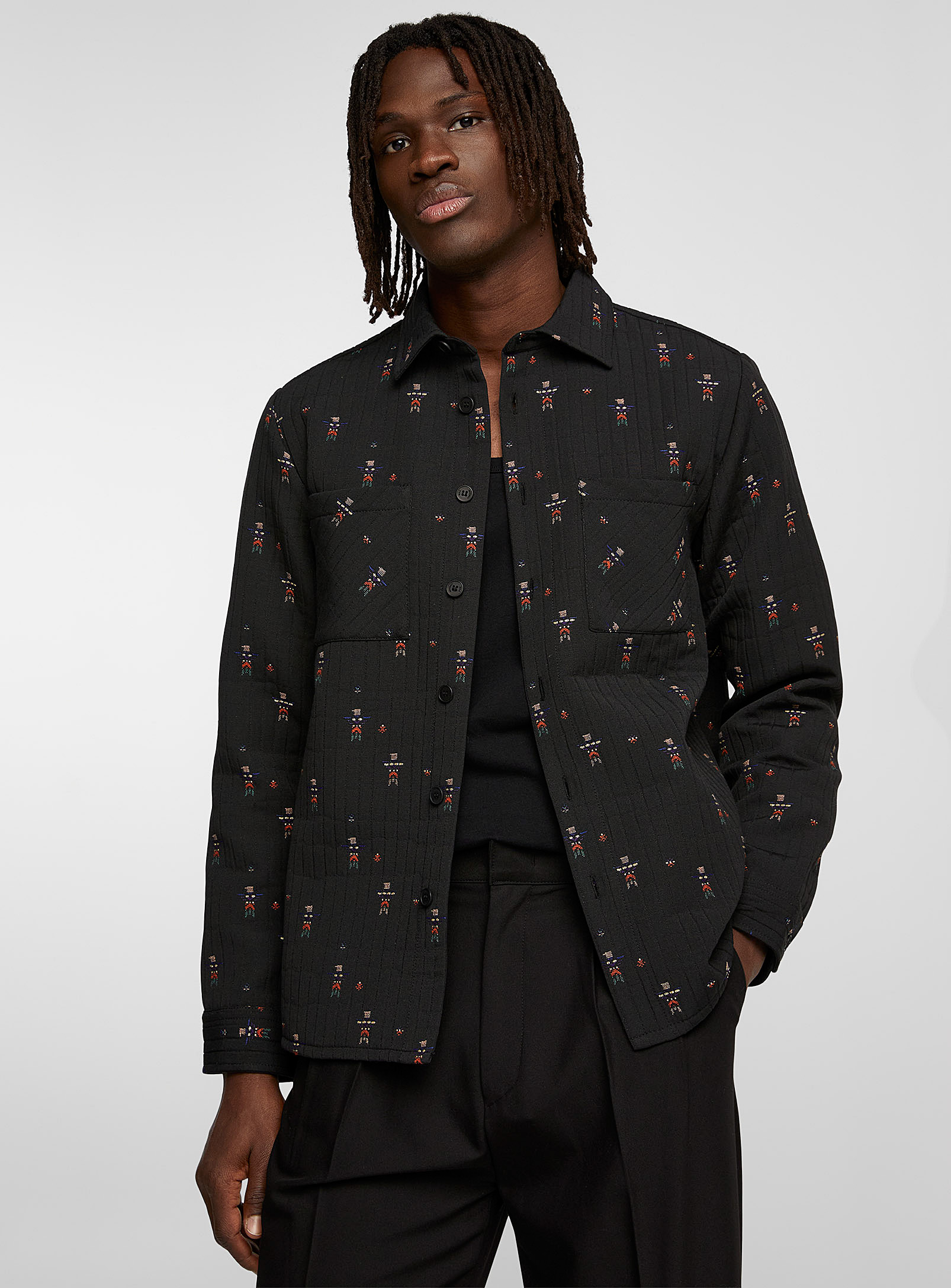 Wax London - Men's Totem embroidery embossed overshirt
